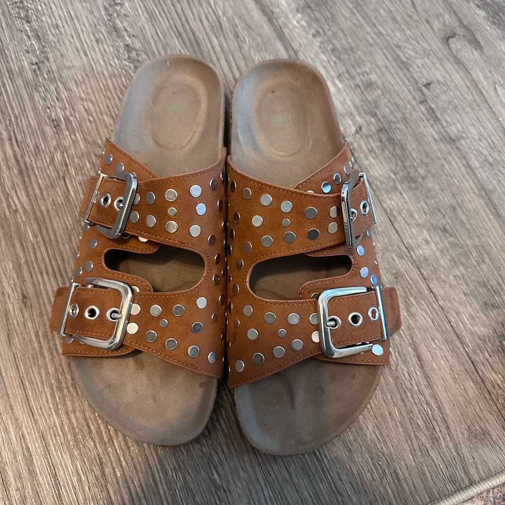 H&M Brown Sandals with Silver Studs